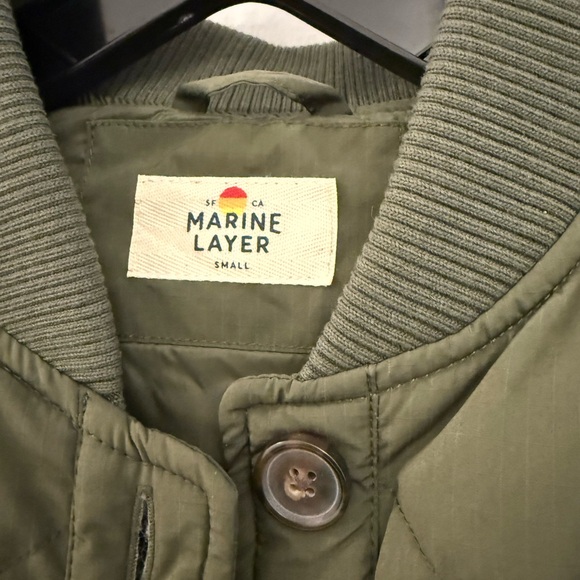 Marine Layer Olive Quilted Long Jacket - Picture 2 of 5